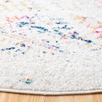 SAFAVIEH Tulum Collection Area Rug - 8' Round, Ivory & Blue, Moroccan Boho Tribal Design, Non-Shedding & Easy to Clean, Ideal for Living Room, Bedroom, Dining Space (TUL272C)