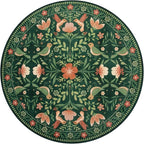 Moynesa Floral Bird Round Rug 6ft Washable Circle Rug Non Slip,Modern Cottage Green Area Rugs for Bedroom Reading Coner,Farmhouse Living Dining Room Aesthetic Carpet Vintage Home Decor