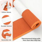 KOZYFLY Striped Rug 3x5 Ft Orange and White Halloween Fall Front Door Rug Hand Woven Area Rugs Washable Outdoor Doormats Indoor Entrance Mat for Front Porch Kitchen Entryway Patio Holiday