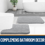 OLANLY Bathroom Rugs 45x27, Extra Soft Absorbent Chenille Bath Rugs, Rubber Backing Quick Dry, Machine Washable Bath Mats for Bathroom Floor, Tub and Shower, Home Decor Accessories, Light Grey
