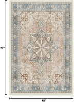 RUGGABLE Washable Vintage Area Rug – Kamran Coral 4x6, Stain-Resistant, Non-Slip – Medium Machine Washable Rugs for Living Room, Bedroom, Hallway, Entryway & Office–with Standard Pad
