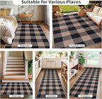 Tangsoo Checkered Easy Jute Rug,3x5 Washable Area Rug for Bedroom,Non-Slip Black Indoor Outdoor Rug Modern Farmhouse Low Pile Carpet for Patio Backyard Entryway