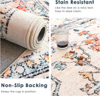 VK VK·LIVING Machine Washable Rug 2'x6' Vintage Design Washable Runner Area Rugs with Non Slip Rugs for Living Room Bedroom Traditional Woven Carpet Stain Resistant Dining Boho Rug (Blue&Orange)