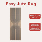 Tangsoo Rainbow Easy Jute Rug 2x6 Washable Runner Rug for Hallways,Non-Slip Thin Black Outdoor Rug,Modern Farmhouse Carpet for Porch Laundry Bedroom Living Room Entryway