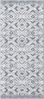 KILOCOCO Kitchen Runner Rug Hallway Runner Rug Washable, Soft Runners Rugs Non Slip Printed Distressed Laundry Room Rugs, Low-Pile Runners for Entryway/Bedroom/Living Room, 2x5 Gray/White