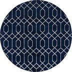 Unique Loom Glam Collection Area Rug - Trellis (7' 10' Round, Navy Blue Silver/ Silver)