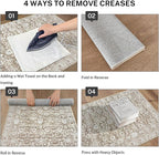 Vintage 4x6 Living Room Washable Rug, Beige Tan White Non-Slip Soft Bedroom Area Rug Thin Printed Faux Wool Floor Super Soft Carpet Throw Rugs for Nursery Playroom Dining Room Indoor Office