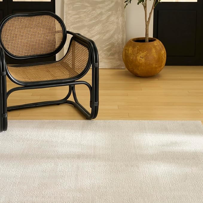 Nourison Nordic Ivory 8' x 10' Scandinavian Area Rug - Easy Clean, Non Shedding, Bed Room, Living Room, Dining Room, Kitchen (8' x 10')