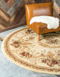 Rugs.com Chateau Collection Rug – 6 Ft Round Cream Medium Rug Perfect for Kitchens, Dining Rooms