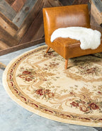 Rugs.com Chateau Collection Rug – 6 Ft Round Cream Medium Rug Perfect for Kitchens, Dining Rooms