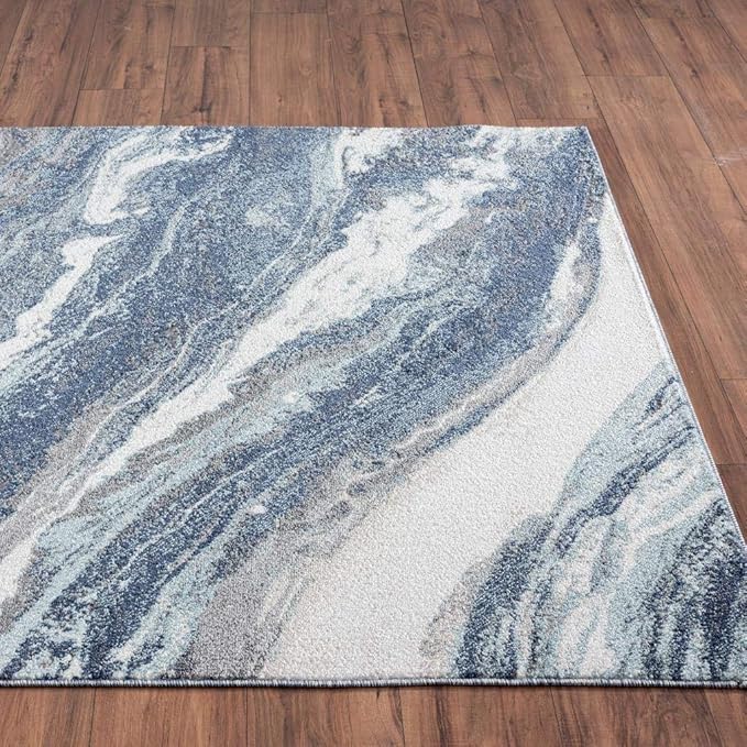 LUXE WEAVERS Lagos Collection 7983 Blue 4x5 Art Deco Area Rug