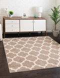Rugs.com Lattice Collection Rug – 6 Ft Square Light Brown Medium-Pile Rug Perfect for Living Rooms, Kitchens, Entryways