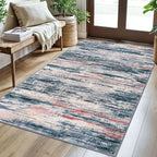 3x5 Modern Abstract Area Rug for Entryway, Teal Blue Peach Gray Multi Super Soft Washable Rug with Non-Slip, Low-Pile Door Mat Indoor for Living Room Bedroom, Living Carpet with Non-Shedding