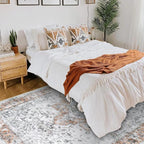 COMSLE 4x6 Rugs for Living Room Washable Area Rugs for Bedroom Faux Wool Distressed Throw Rugs Absorbent Non-Slip Floor Carpet for Indoor Kitchen Laundry Room Orange