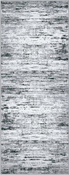 Modern Abstract Runner 2x5, Black Grey White Washable Kitchen Entryway Rug Mat Non-Slip Soft Hallway Rug Runner Thin Print Faux Wool Carpet for Bedroom Laundry Room Indoor Home Decor