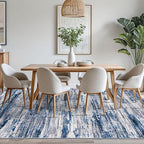 8x10 Modern Abstract Area Rug for Bedroom, Navy Blue Gray Neutral Multi Large Super Soft Washable Rugs with Non-Slip, Non-Shedding Carpet for Living Room, Indoor Door Mat For Office Home Décor