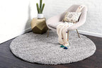 Unique Loom Solid Shag Collection Area Rug (6' 1" Round, Cloud Gray)