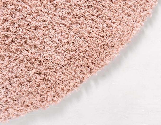 Unique Loom Davos Shag Collection Area Rug - Solid (10' Round, Dusty Rose)