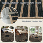 Lahome Modern Geometric Easy Jute Rug, 6x9 Area Rugs for Living Room Outdoor Patio Washable Indoor Outdoor Carpet, Farmhouse Large Non Slip Carpet for Bedroom Backyard Dining Room