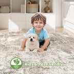 10x14 Area Rugs Living Room: Washable Large Abstract Soft Rug Stain Resistant Indoor Floor Non-Slip Accent Carpet for Women Modern Home Enthusiasts Aged 25-45 - Bedroom Nursery Playroom- Beige Brown