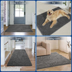 Chenille Absorbent Front Door Mat 72" x 36", Dog Door Mat for Muddy Paws, Trap Dirt Doormat, Mud Mat for Dogs, Washable Non Slip Outdoor Indoor Doormats for Entryway, Grey