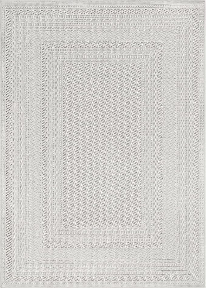 Micro Loop Indoor Rug White 8x10 Boho Geometric Neutral Area Rugs for Living Room Soft Luxury Modern Low and High Pile Durable Stain Resistant Non-Shedding Indoor Area Carpet 8 x 10