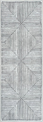 Bloom Rugs Washable Non-Slip 10 ft Runner - Black/Ivory Striped Runner for Entryway, Hallway, Bathroom, and Kitchen - Exact Size: 2.5' x 10'