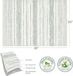 Nakagishi Green Rug Living Room 5x8: Washable Boho Large Neutral Farmhouse Soft Area Rugs Modern Stain Resistant Moroccan Indoor Non-Slip Floor Carpet for Bedroom Nursery Kids Playroom Office