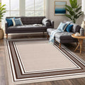 Beverly Rug Non Slip Area Rugs 5x7 Modern Bordered Non Skid Rubber Backing Soft Area Rug for Living Dining Room Easy to Clean Non Shedding Kitchen Bedroom Indoor Carpet 5 x 7 Beige-Brown