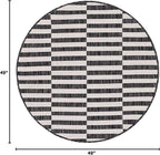 Unique Loom Outdoor Striped Collection Area Rug - Striped (4' 1" Round, Charcoal/Ivory)