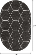 Unique Loom Trellis Frieze Collection Area Rug - Geometric (3' x 5' Oval, Dark Gray/ Ivory)