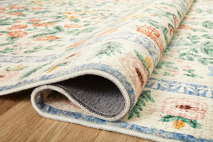 Loloi Rifle Paper Co. Eden Collection EDE-02 Mughal Garden Cream 2'-6" x 9'-6" Runner Rug feat. CloudPile™