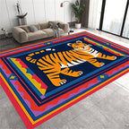 Cartoon Tiger Area Rug, 3x5ft,Tiger Theme Decorative Rug Suitable for Living Room Sofa Area, Modern Abstract Non-Slip Washable Tiger Pattern Rug Suitable for Bedroom Children's Room Decoration