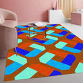 Bright Vibrant Geometric Living Room Area Rug with Burgundy and Blue Colorful Texture Machine Washable Non Slip Soft Carpet for Nursery Room Bedroom Dining Room Home Office Indoor 10x12 Rugs