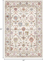 2x3 Washable Entryway Rug - Small Entry Rug Non-Slip Cream Colorful Vintage Traditional Floral Kitchen Rugs Low Pile Boho Carpet Throw Rugs for Bedroom Bathroom Entrance Dorm Laundry Room