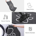 Smiry Dog Door Mat for Muddy Paws, Absorbent Dirt Trapper Non Slip Quick Dry Washable Chenille Mat for Mud Dogs, Entry Rug for Indoor and Outdoor (40x32 Inches, Dark Grey and White)