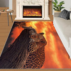3x4 Sunrise Leopard Rugs for Entryway - Sunset African Savanna Kids Bedroom Rug, Wild Animal Mudroom Rug Soft for Coffee Shop Living Room Under Table Game Room