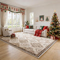 EnHomee 8x10 Area Rug, Soft Washable Rugs for Living Room Bedroom, Boho Non Slip Low Pile Stain Resistant Washable Rug Large Area Rugs for Dining Room,Easy to Clean Living Room Rug, Khaki