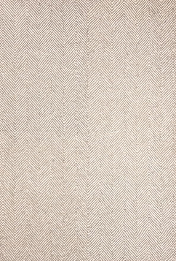 Modern Herringbone Chevron Collection Handcrafted Wool Area Rug - Durable, Zigzag Pattern, for High Traffic, Contemporary Design for Living Room, Bedroom, Dining Room Decor (Sand Beige, 10' x 12')