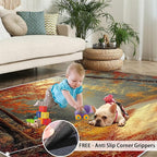 6x8 Autumn Forest Classroom Rugs - Natural Landscape Playroom Rug, Forest Path Carpet Area Rug for Girls Bedroom Kids Room Basement Office Classroom