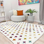 Alfa Rich 4x6 Moroccan White Area Rugs for Living Room Bedroom Decor Washable Cotton Pet Friendly