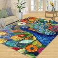 Boho Peacock Rug Large - 6x9 Rug, Colorful Peacock Washable Rugs for Living Room, Teal Turquoise Carpet, Modern Style Non-Slip Area Rugs for Bedroom, Aesthetics Carpet - Peafowl Home Decor & Gifts