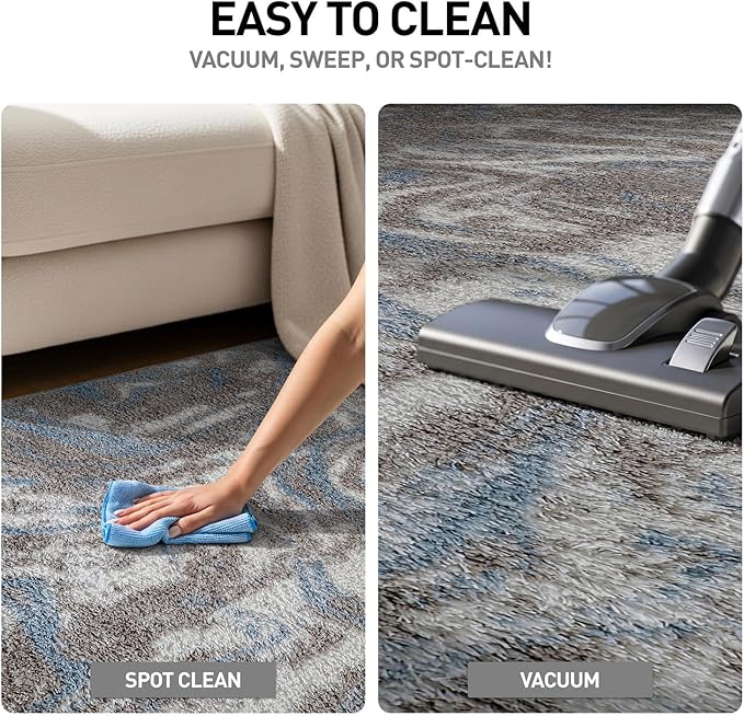 Rugshop Abstract Marble Shag Area Rug Blue 2' x 3' Ideal for Entryways, Kitchens, or Small Spaces