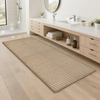 Braided Bathroom Runner Rug,Super Absorbent 24"x48" Non Slip Bath Mats for Bathroom,Boho Runner Rugs for Hallyways,Kitchen,Bedroom,Washable Soft Shower Sink Mat,Brown