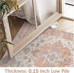 jinchan Runner Rug 2x5 Vintage Hallway Rug Boho Washable Runner Floral Medallion Retro Lightweight Non Slip Classic Thin Soft Carpet for Kitchen Bedroom Bathroom Laundry Room Doorway Brick Red