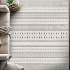 Beverly Rug Micro Loop Area Rug Gray/White 8x10 Geometric Modern Scandinavian Striped Durable Soft Indoor Rugs for Living Dining Room Office Stain Resistant Non Shedding Casual Indoor Carpet 8 x 10