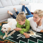 YHSF South West Native American Area Rug C318 - Easy Clean, Thick, Soft, Durable Native Tribal American Indian Inspired Rug for Bedroom/Living Room and More - Hunter Green, 2 Feet x 3 Feet 4 Inches