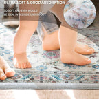 COMSLE Washable Door Mat, Front Door Mat Indoor Faux Wool Absorbent Small Rugs for Entryway Distressed Throw Rug Non-Slip Accent Floor Carpet for Entrance Bedroom, 24X48 Inches Pink Floral