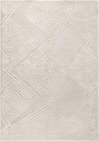 Antep Rugs Palafito 6x9 Geometric Shag Diamond High-Low Pile Textured Indoor Area Rug (Beige, 6'7" x 9')