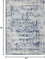 Lahome Washable Rugs 5x7 Area Rugs,Blue Rug for Bedroom Soft Rug for Bedroom Aesthetic Boys,Retro Distressed Non Slip Throw Carpet Dining Room Rugs for Under Table